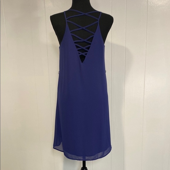 Naked Zebra Dress Mini Spaghetti Straps Deep V Front and Back Royal Blue Small - Picture 6 of 10